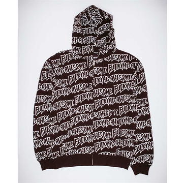 Fucking Awesome AOP Stamp Zipped Hoodie - Black/White